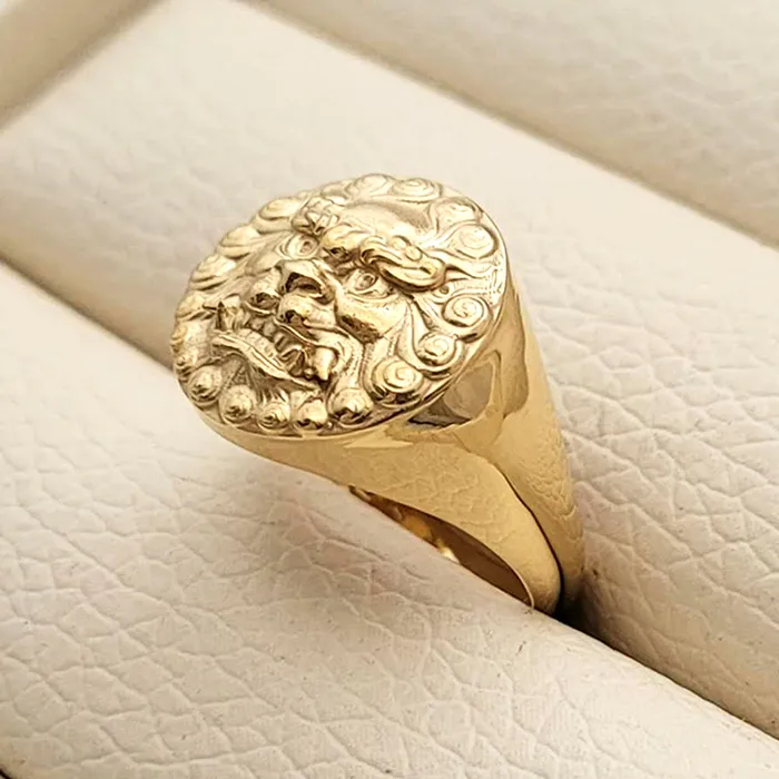 carre dor Rings 18k 14k gold mens haetae korean lion ring 2