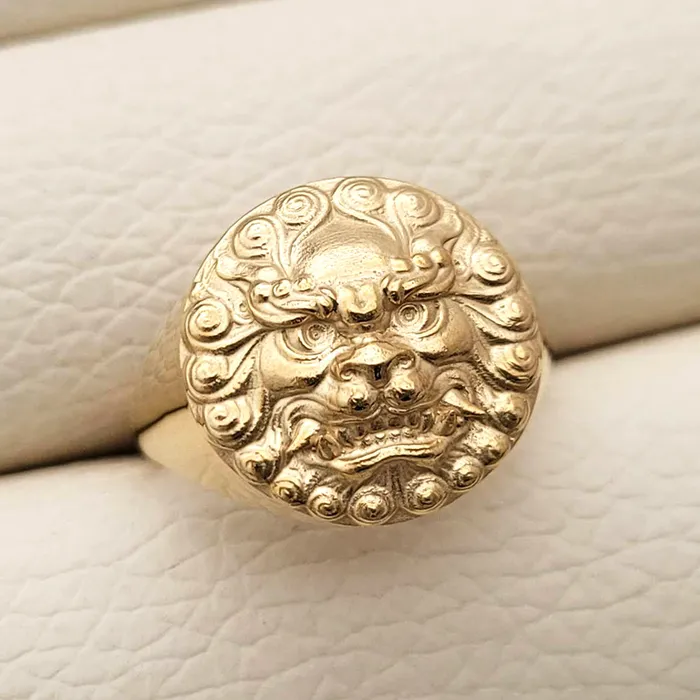 carre dor Rings 18k 14k gold mens haetae korean lion ring 2