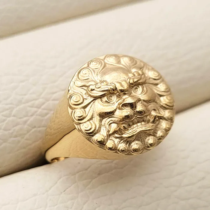 carre dor Rings 18k 14k gold mens haetae korean lion ring 2