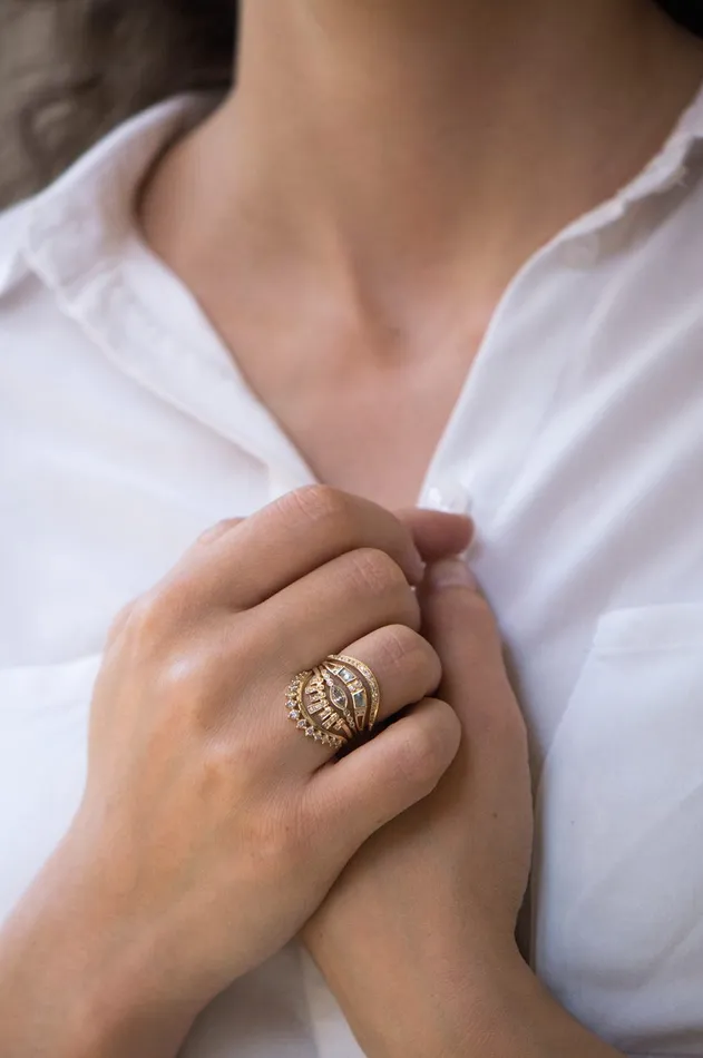 Celine Daoust Simple Wave Diamonds Ring Rings