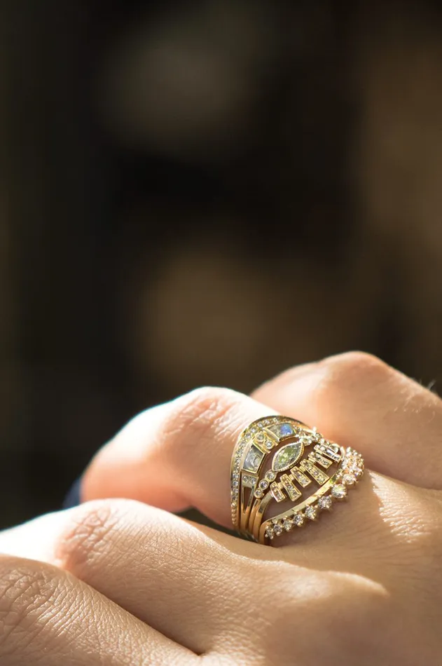 Celine Daoust Simple Wave Diamonds Ring Rings