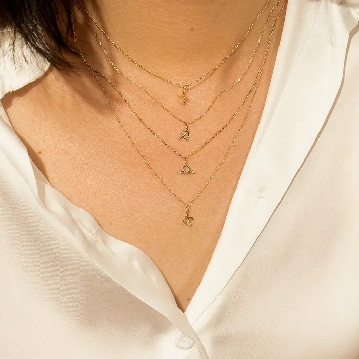 Charm Necklaces AURELIE GI LIBRA Zodiac Charm With Diamond