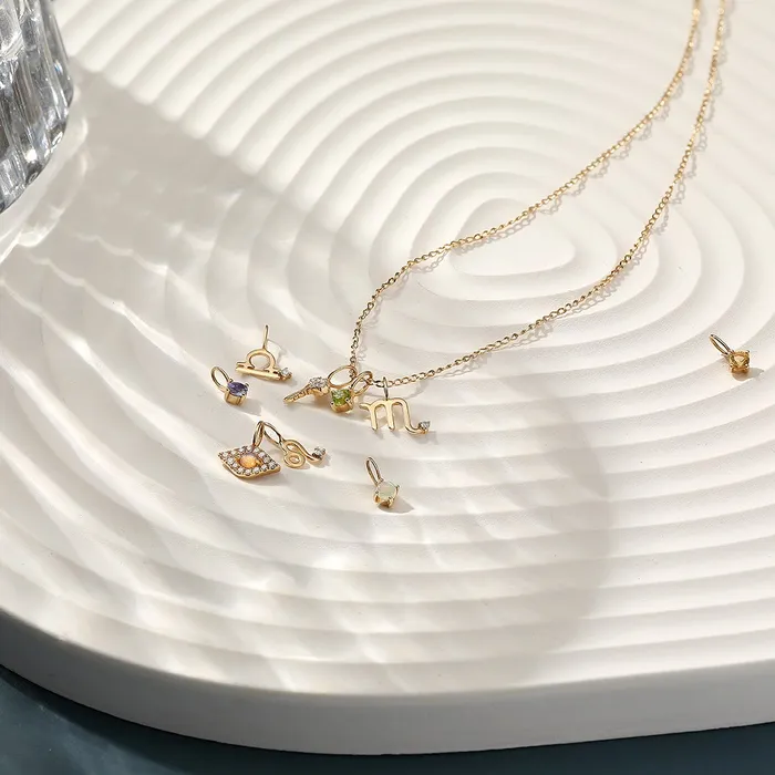 Charm Necklaces AURELIE GI LIBRA Zodiac Charm With Diamond