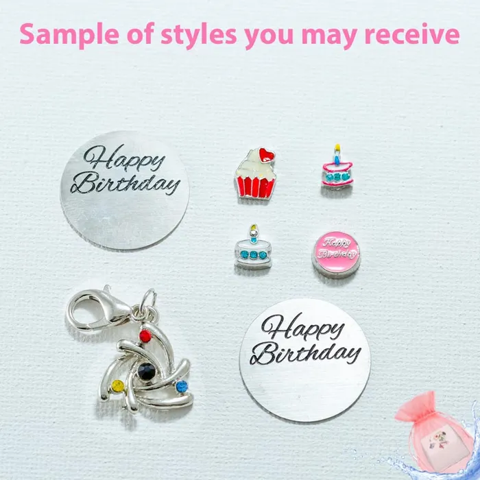 Charm Necklaces BATH0004HAPPYBDAY Charm Drop Happy Birthday