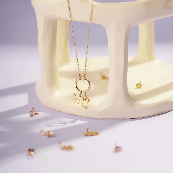 Charm Necklaces SCORPIO Zodiac Charm With Diamond AURELIE GI