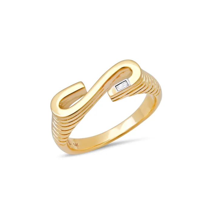 Chunky textured Initial with Diamond Baguette Helena Rose Necklaces