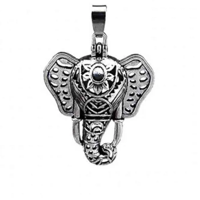 CPSP232 Necklaces Cage Pendant Silver Plated Magnetic Closure Elephant Tusk Flower 112 x 1