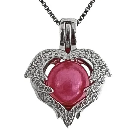 CPST026 Necklaces Cage Pendant 925 Sterling Silver Heart Wings