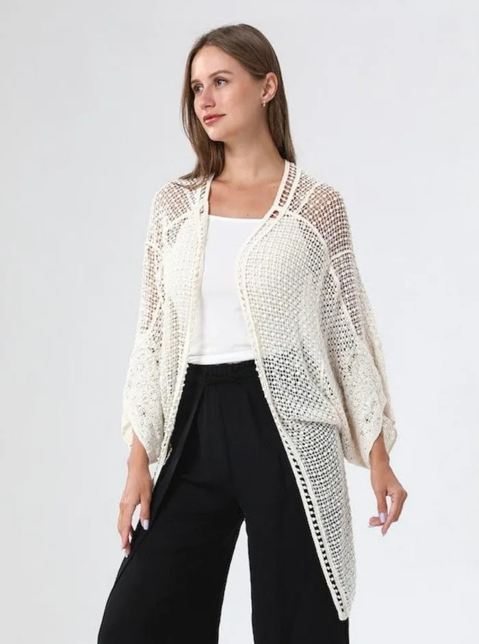 Cream Knit Cover Up One Size Candlewick Gift Shop Earrings