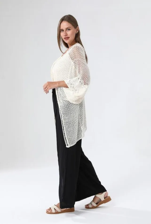 Cream Knit Cover Up One Size Candlewick Gift Shop Earrings