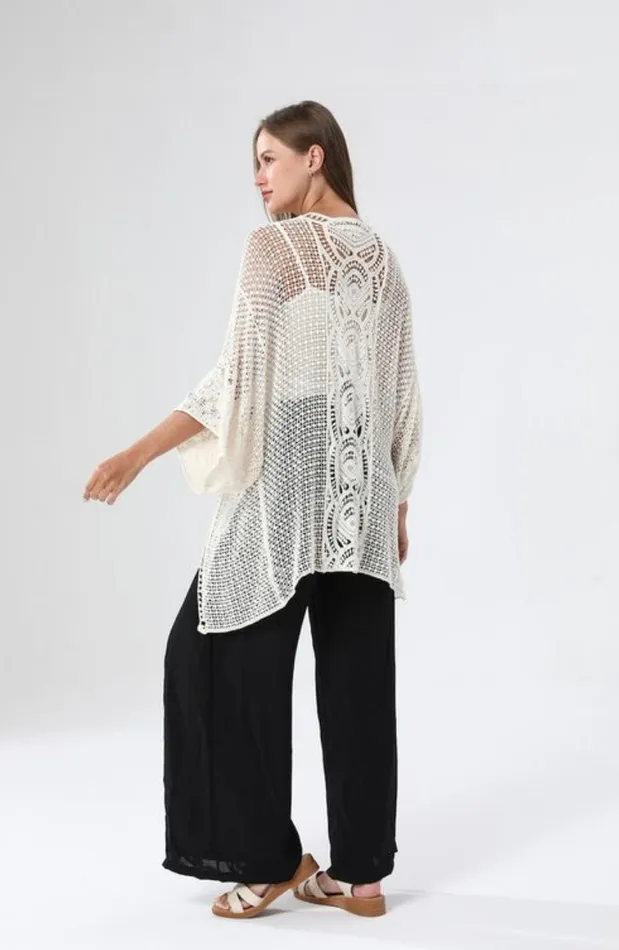 Cream Knit Cover Up One Size Candlewick Gift Shop Earrings