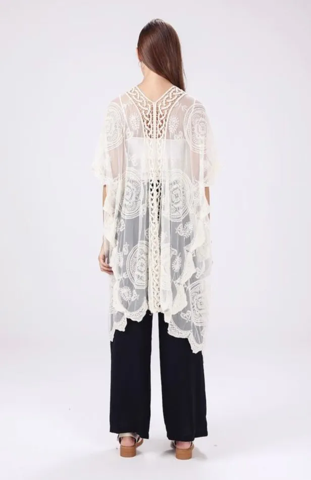 Cream Lace Kimono One Size Candlewick Gift Shop Earrings