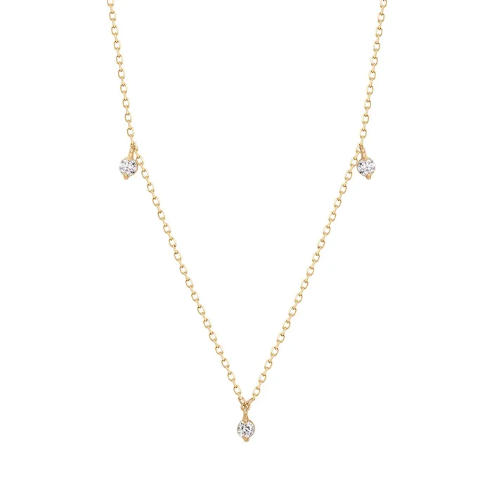 CRESSIDA Floating Triple Diamond Necklace AURELIE GI Necklaces