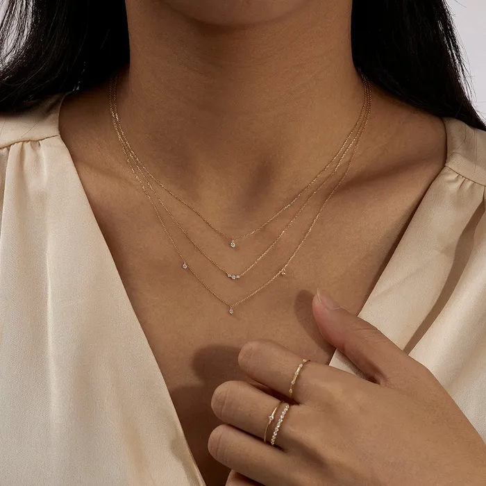 CRESSIDA Floating Triple Diamond Necklace AURELIE GI Necklaces