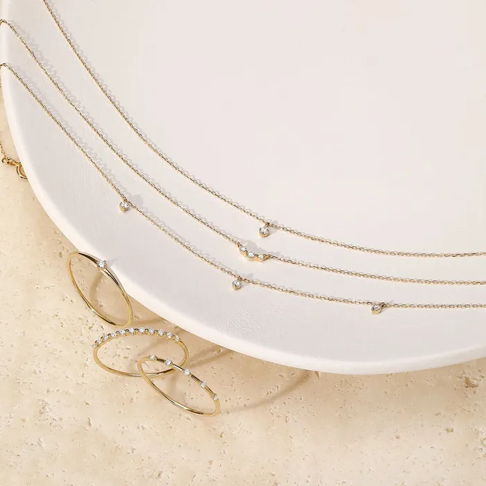 CRESSIDA Floating Triple Diamond Necklace AURELIE GI Necklaces
