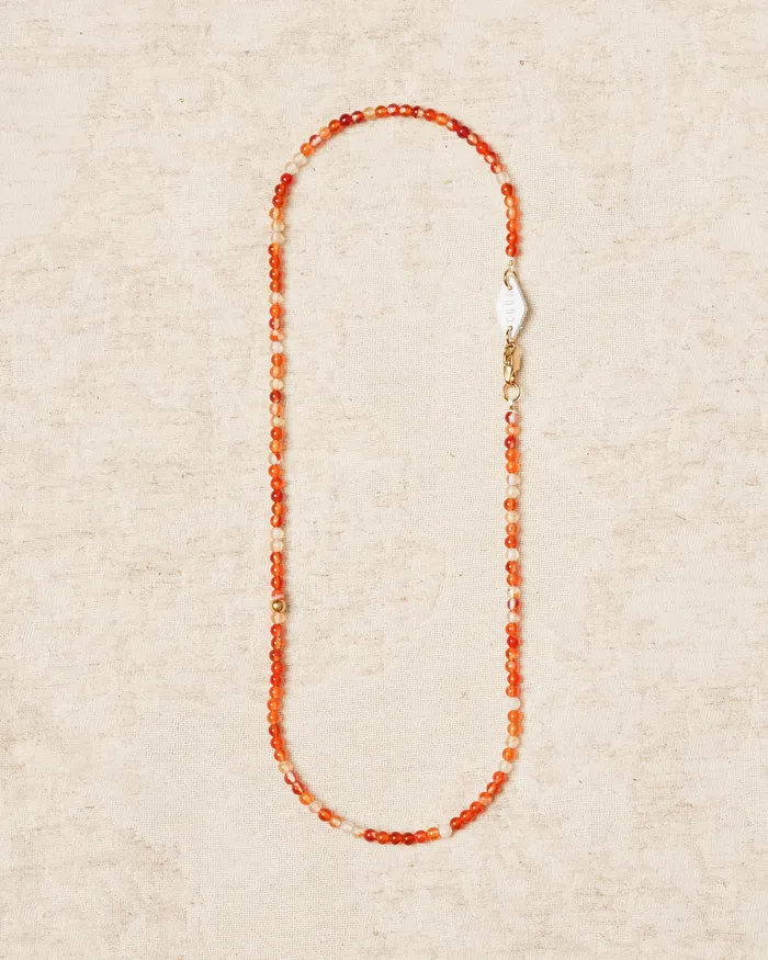 Crim Petite Carnelian Agate Beaded Necklace CUN Necklaces