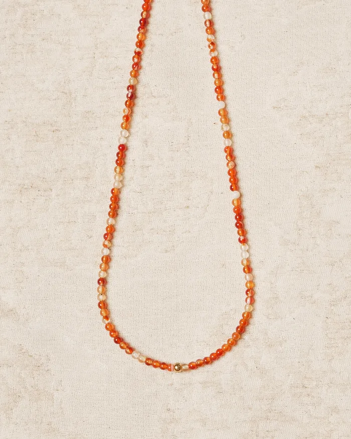 Crim Petite Carnelian Agate Beaded Necklace CUN Necklaces