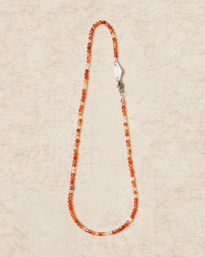 Crim Petite Carnelian Agate Beaded Necklace CUN Necklaces