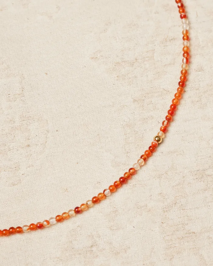 Crim Petite Carnelian Agate Beaded Necklace CUN Necklaces