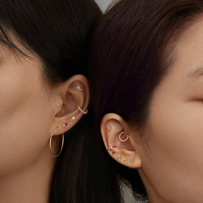 DECEMBER Tanzanite and White Sapphire Threadless Flatback Earring AURELIE GI Earrings