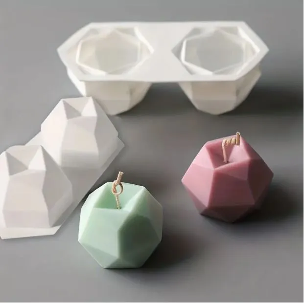 Diamondshaped Ball Silicone Mold for Candle Making Resin Art Hub Necklaces