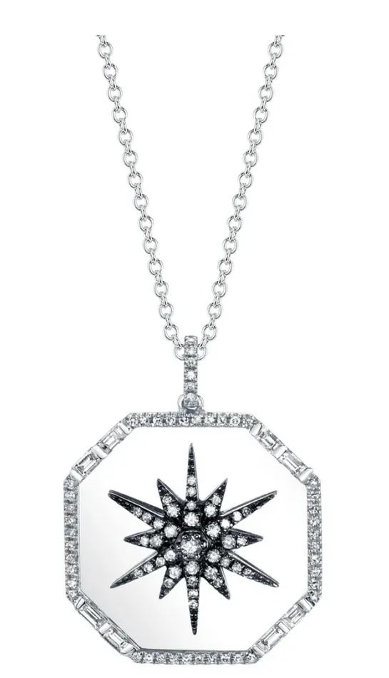 DIAMOND STARBURST DISK PENDANT NECKLACE Shay Fine Jewelry Necklaces