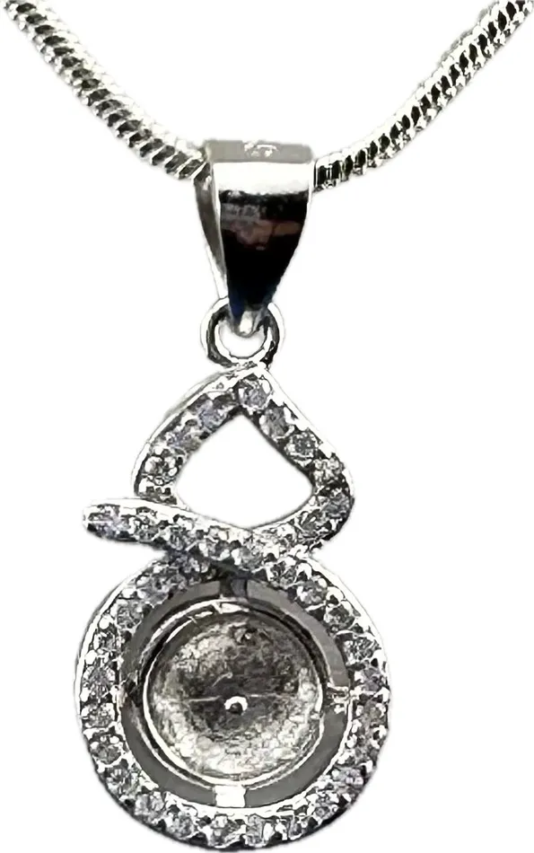 DIY Mount Pendant 925 Sterling Silver 8 Shape Rhinestone MPST045 Necklaces