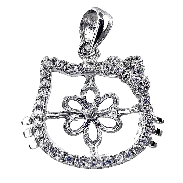 DIY Mount Pendant 925 Sterling Silver Hello Kitty Rhinestone MPST120 Necklaces DIY Mount Pendant 925 Sterling Silver Hello Kitty Rhinestone MPST120 Necklaces