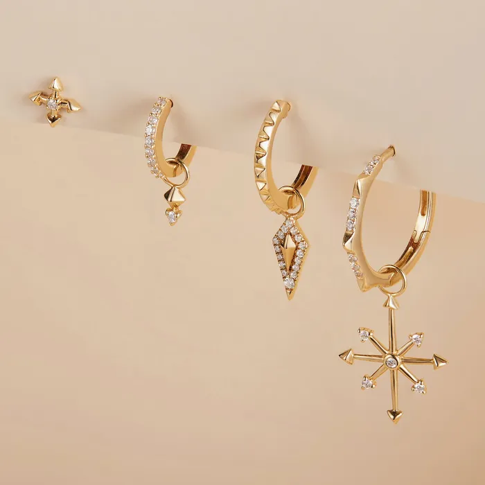 Earrings AURELIE GI NEPTUNE Diamond Constellation Huggie Hoop