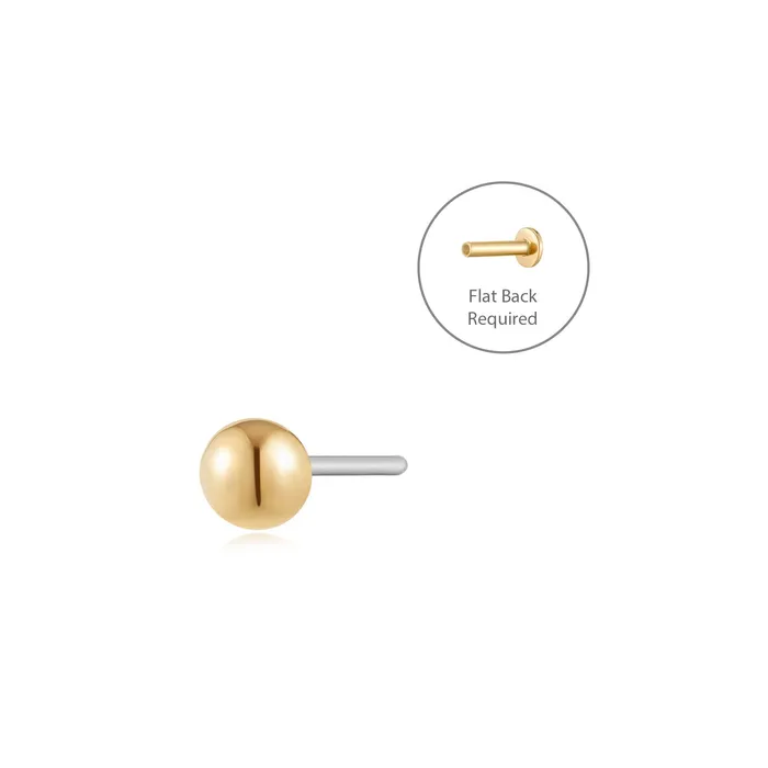 Earrings AURELIE GI SPHERE Round Threadless Flatback Earring