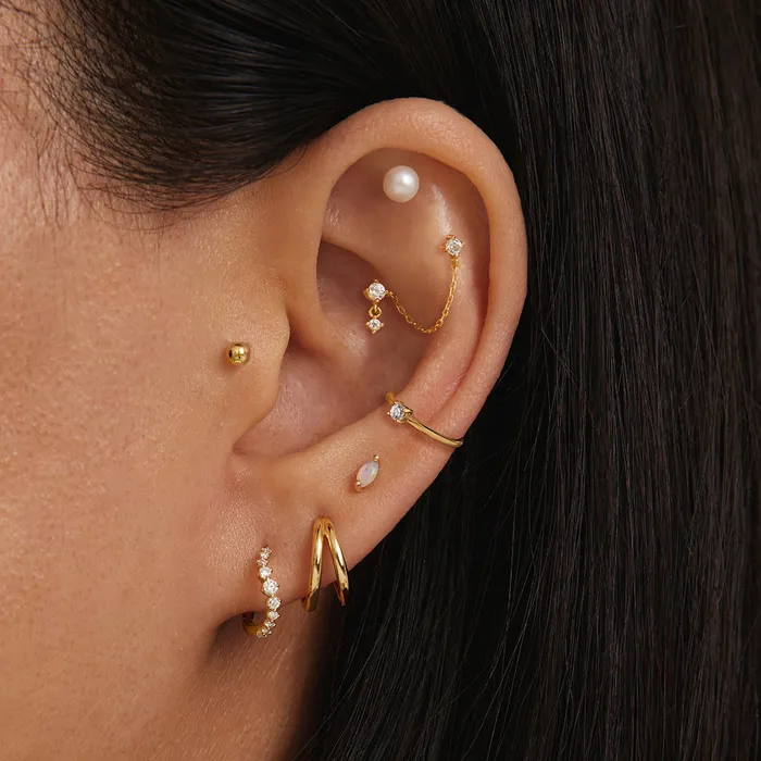 Earrings AURELIE GI SPHERE Round Threadless Flatback Earring