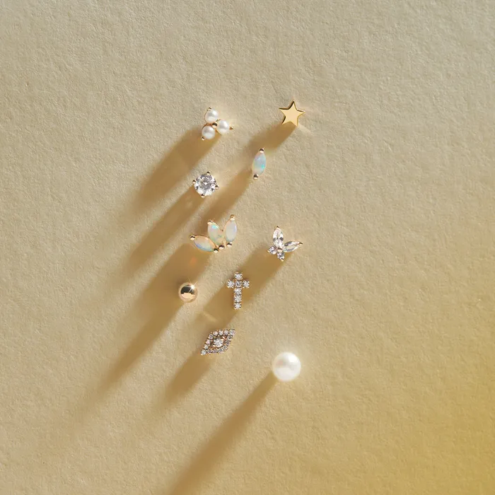 Earrings AURELIE GI SPHERE Round Threadless Flatback Earring