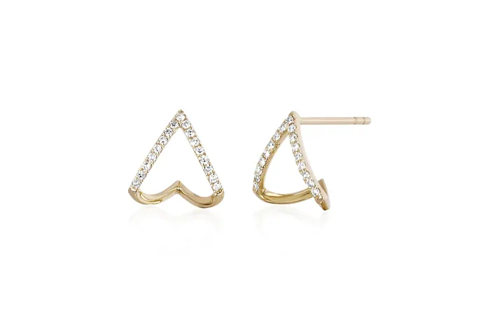 Earrings ef collection Diamond Chevron Huggie