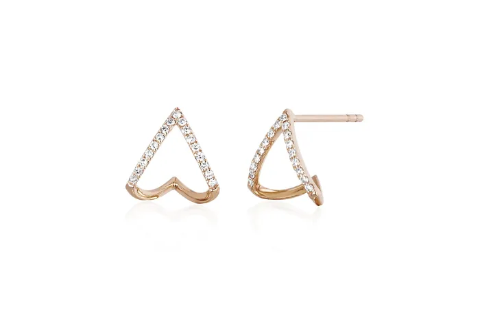 Earrings ef collection Diamond Chevron Huggie