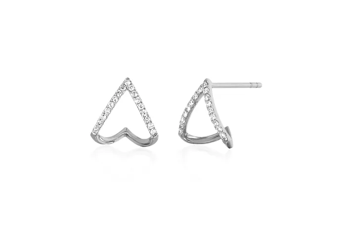 Earrings ef collection Diamond Chevron Huggie