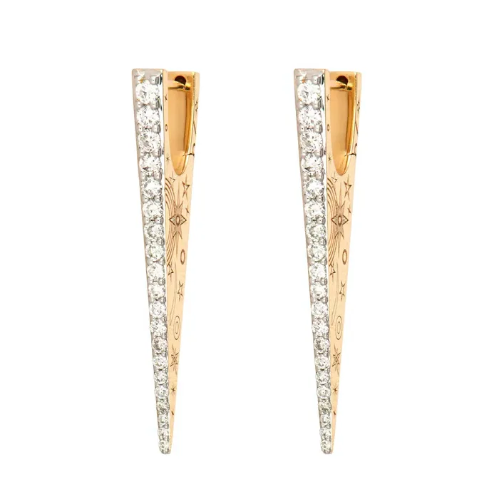 Earrings Elongated Diamond V Hoop Earring Three Stories Jewelry