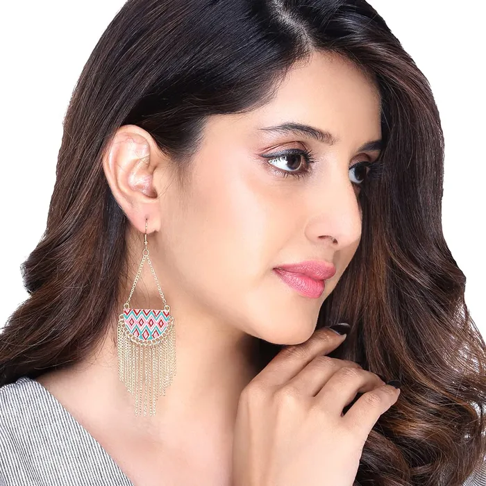Earrings Kairangi Kairangi Earrings for Women and Girls Fashion Gold Color Dangler Gold Plated Chain Western Long Danglers Earrings Birthday Gift for Girls and Women Anniversary Gift for Wife
