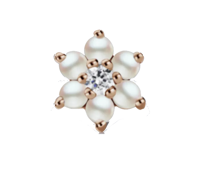Earrings Maria Tash 7mm Pearl and Diamond Flower Stud Earring