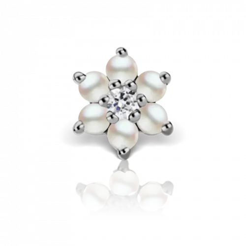 Earrings Maria Tash 7mm Pearl and Diamond Flower Stud Earring Earrings Maria Tash 7mm Pearl and Diamond Flower Stud Earring