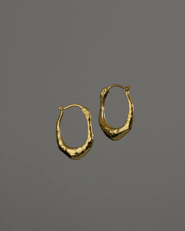 Earrings MYJN Jeune U shape Hammered Hoop Earrings