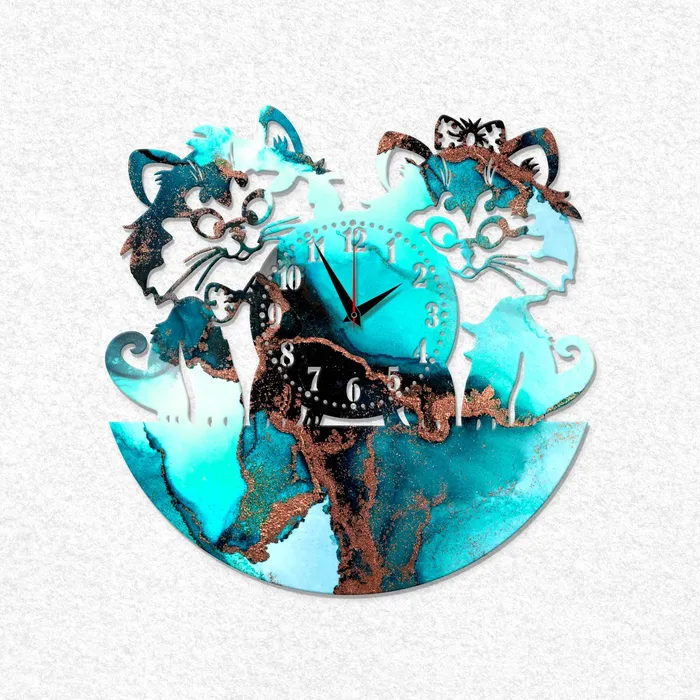 Earrings Resin Art Hub Twin Kitten MDF Wall Clock Base 53253cm