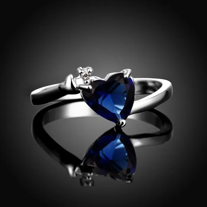 Earrings Valentines Blue Queen Heart Austrian Crystal Lovers Ring for Women by YELLOW CHIMES Yellow Chimes