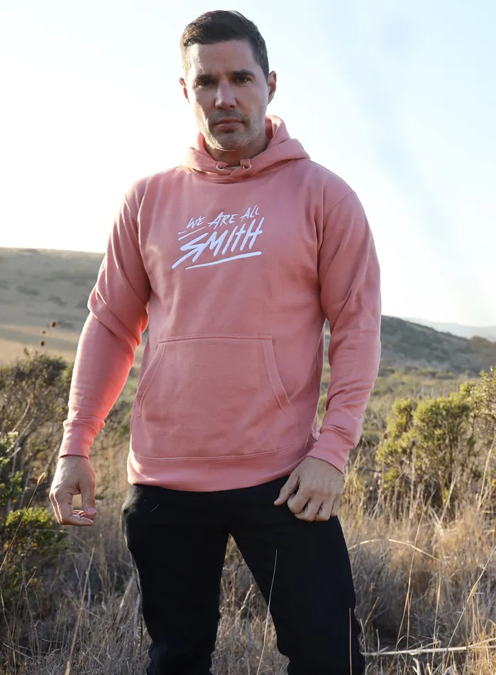 Earrings WE ARE ALL SMITH Mens Jewelry Clothing Dusty Rose WAAS logo Unisex Hoodie