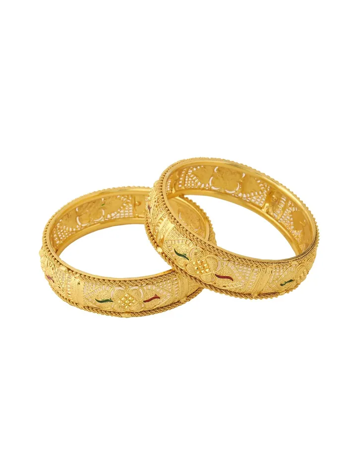 Earrings Yellow Chimes Bangles for Women Gold Toned Traditional Designed Meenakari Touch Bangles for Women and Girls Yellow Chimes