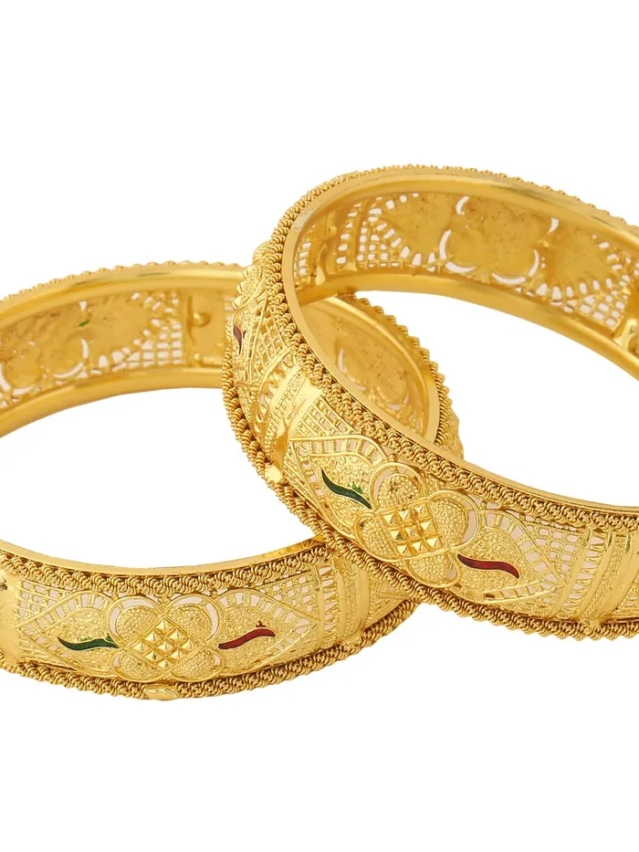 Earrings Yellow Chimes Bangles for Women Gold Toned Traditional Designed Meenakari Touch Bangles for Women and Girls Yellow Chimes