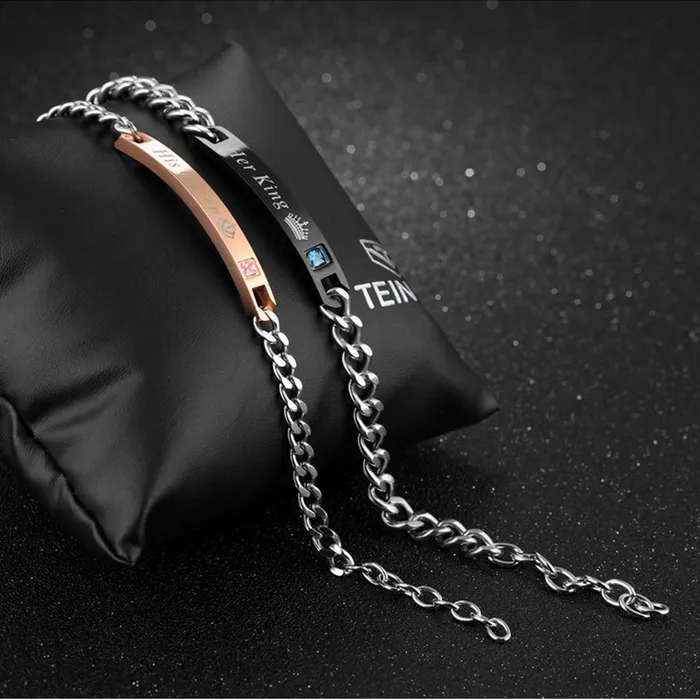 Earrings Yellow Chimes Bracelet for Women His Queen Her King Bracelet Titanium Stainless Steel Couple Bracelet for Girls and Boys Yellow Chimes