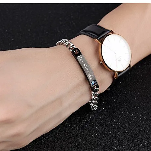 Earrings Yellow Chimes Bracelet for Women His Queen Her King Bracelet Titanium Stainless Steel Couple Bracelet for Girls and Boys Yellow Chimes