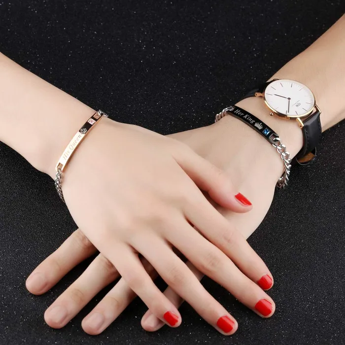 Earrings Yellow Chimes Bracelet for Women His Queen Her King Bracelet Titanium Stainless Steel Couple Bracelet for Girls and Boys Yellow Chimes