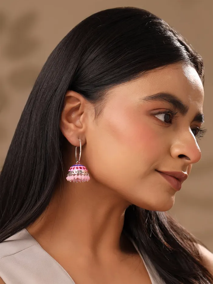 Earrings Yellow Chimes Combo 2 Pairs Meenakari Jhumka Earrings for Women Traditional Gold Plated 47cm x 25cm Multi