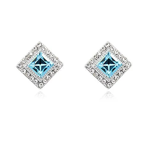 Earrings Yellow Chimes Crystals from Swarovski Platinum Plated Sqaure Crystal Earrings for Women Girls Blue Yellow Chimes